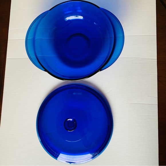 Vintage Anchor Hocking Cobalt Blue glass 9” round 2 liters casserole dish & lid - Picture 4 of 11